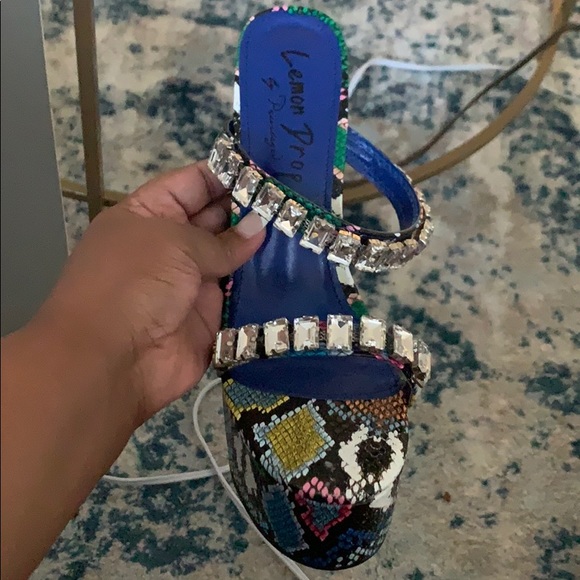 Lemon Drop Rhinestone Sandals - Picture 2 of 3